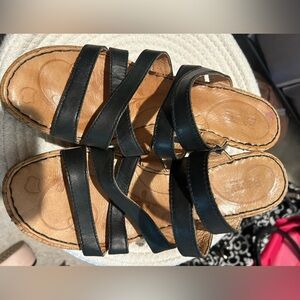 Black Chriscross cork bottom wedges women’s size 10